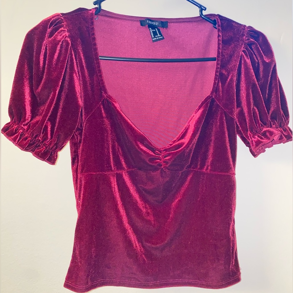 Women Blouse wine color, polyester, Size M, Worn 1 time. Great condition